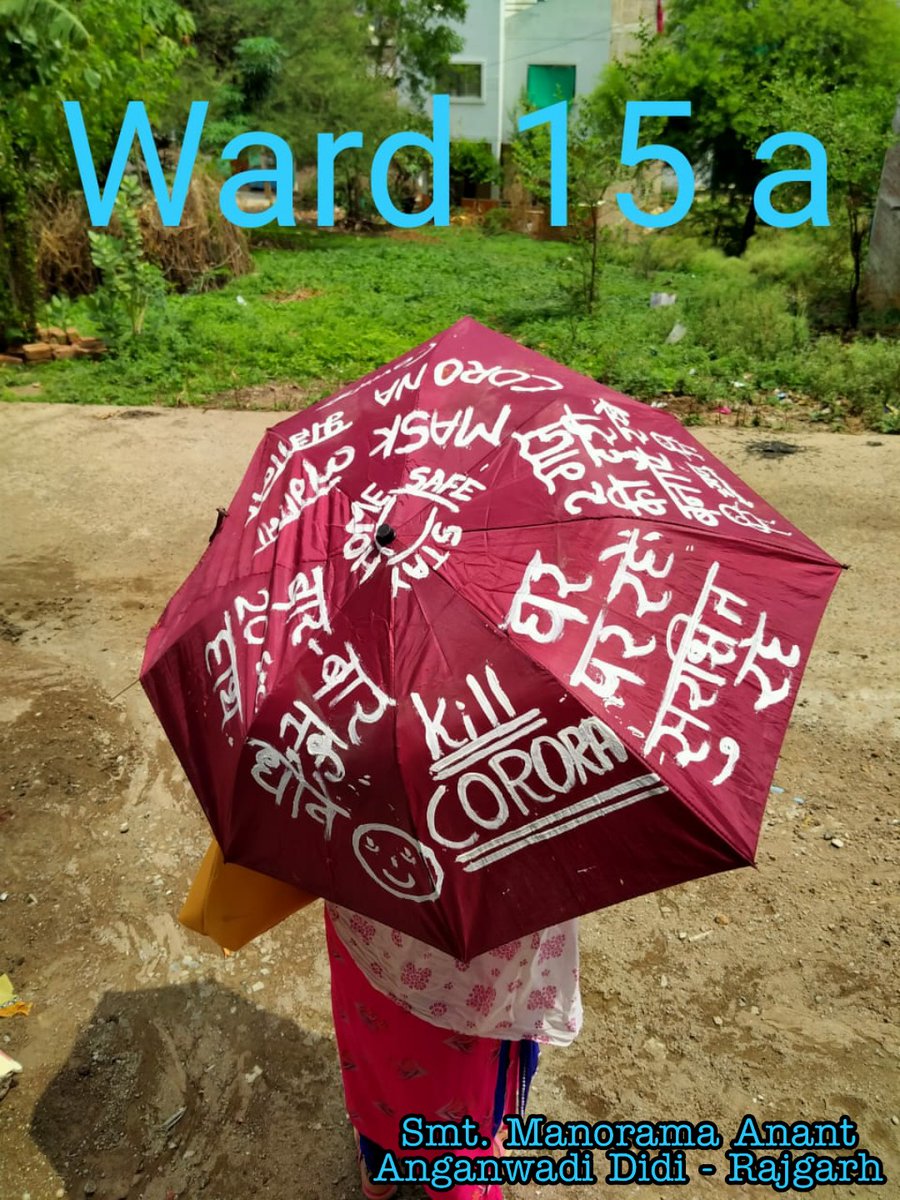 wcd_rajgarh's tweet photo. Anganwadi Didi From Rajgarh Doing House to House Survey under Kill Corona Campaign and at the same time she came with unique idea of Umbrella Painting as IEC tool to sensitize people about Covid19

#KillCoronaAbhiyaan #WCD_Rajgarh 
@collectorrajga1 @ChandrasenaBhi1  @smritiirani https://t.co/xoqv6PqZgg
