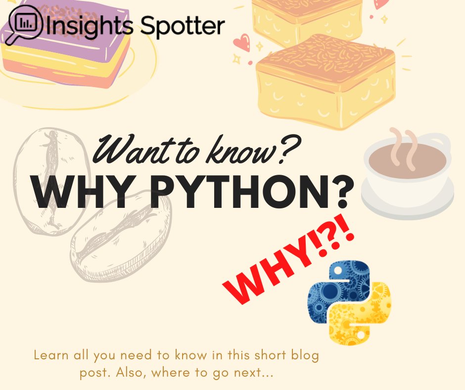 PaulPetravicius's tweet image. Why Python!?! Why should you care?
Eager to know? Why do I have coffee on my image? :D
#whypython #dataanalysis
insightspotter.com/why-python/