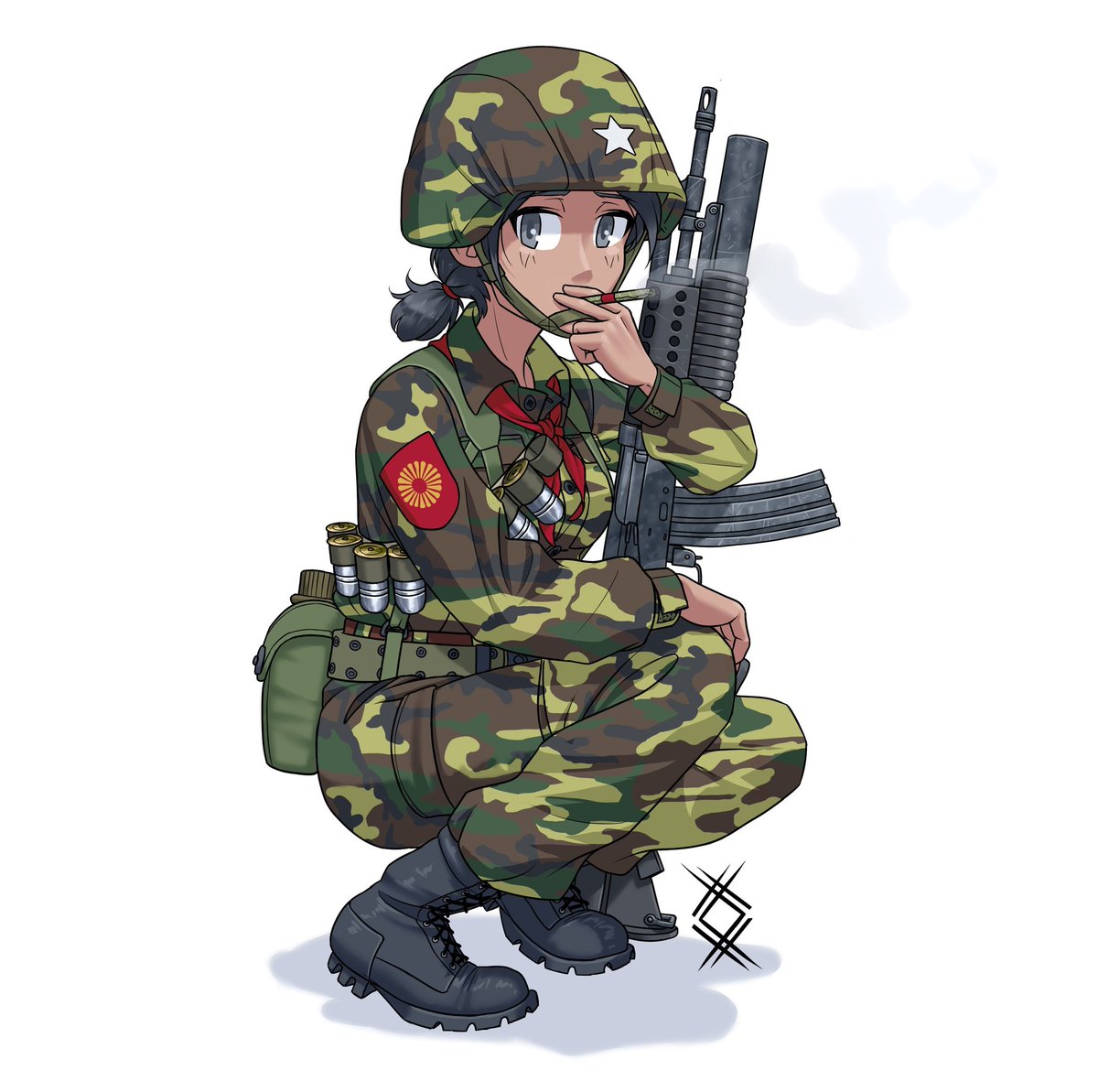 Eastwind Burmese Army Girl Commission For Distant Witness Myanmar Burma Camouflage Rifle Army Animegirl Art Commission T Co Jc08wfsxls