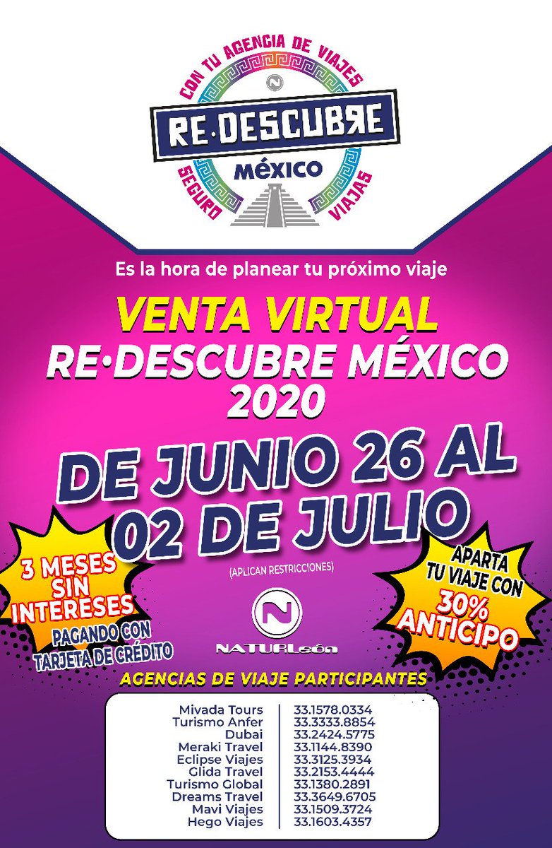 Trafico_ZMG's tweet photo. ¡Viaja sin gastar mucho! ✈ #aprovecha tarifas de reapertura, MSI y #promosexclusivas hasta mañana 2 de Jul.
Vallarta, Ixtapa, Manzanillo, Mazatlán, Riviera Maya, Cancún y más
Agencias de viajes en la imagen👇
#naturleónfuerzaméxico #descubreméxico #fuerzaméxico #visitméxico https://t.co/gZvLqUkN4y