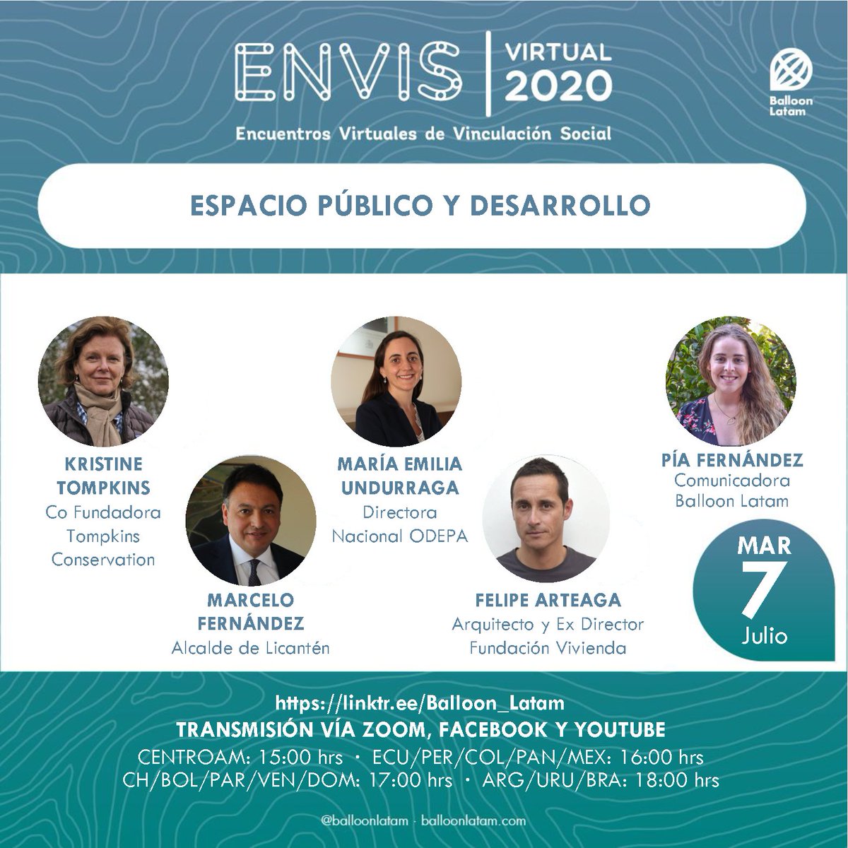 📣𝗘𝗡𝗩𝗜𝗦: 𝗘𝘀𝗽𝗮𝗰𝗶𝗼 𝗣ú𝗯𝗹𝗶𝗰𝗼 𝘆 𝗗𝗲𝘀𝗮𝗿𝗿𝗼𝗹𝗹𝗼 ¿Qué entendemos por espacio público? ¿Cómo se vincula con el desarrollo? 

Para responder a estas preguntas, reflexionaremos y conversaremos con grandes invitados 👏

🔗Inscripciones: linktr.ee/Balloon_Latam