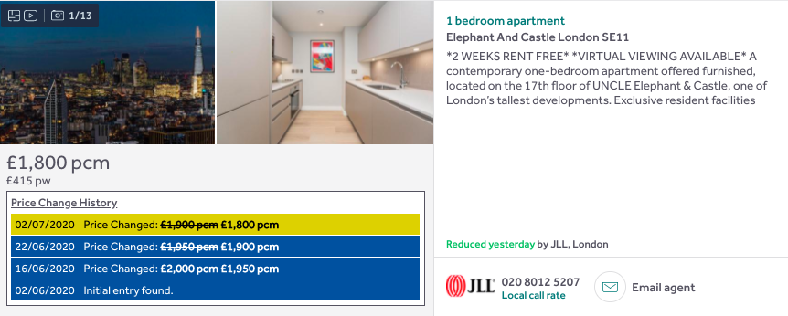 Elephant, down 10% and with a 2 weeks rent free offer  https://www.rightmove.co.uk/property-to-rent/property-80144482.html