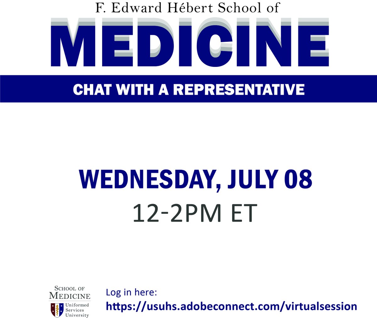 We'll be available to answer all your questions about #AmericasMedicalSchool tomorrow at noon ET! #USU #USUHS