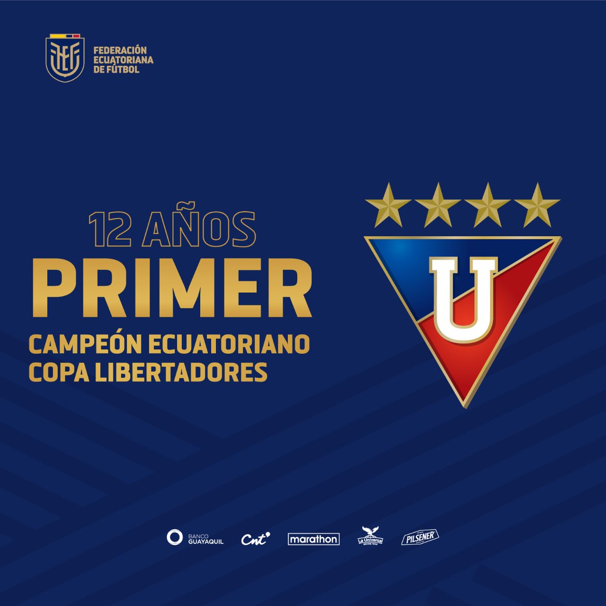FEFecuador's tweet photo. La gloria eterna!

Felicitaciones a @LDU_Oficial por un aniversario más de su principal gesta deportiva. https://t.co/LgPgy9pnc5