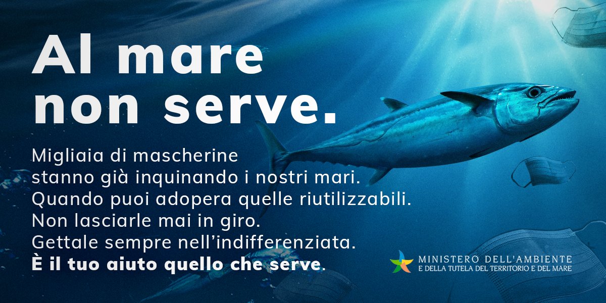 guardiacostiera's tweet photo. In questi mesi abbiamo imparato a proteggerci, adesso dobbiamo proteggere anche il nostro mare. Guanti e mascherine #BUTTALIBENE nell’indifferenziata e preferisci, quando puoi, le mascherine riutilizzabili perché #AllAmbienteNonServono
Per info:
https://t.co/EN5u8JqtZR https://t.co/GQW4nYvAb8