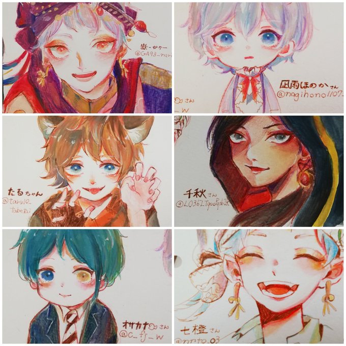 #いいねした人のアイコンを自分の絵柄で描く 
まずは6人描かせて頂きました!! 
ありがとうございます☺ 