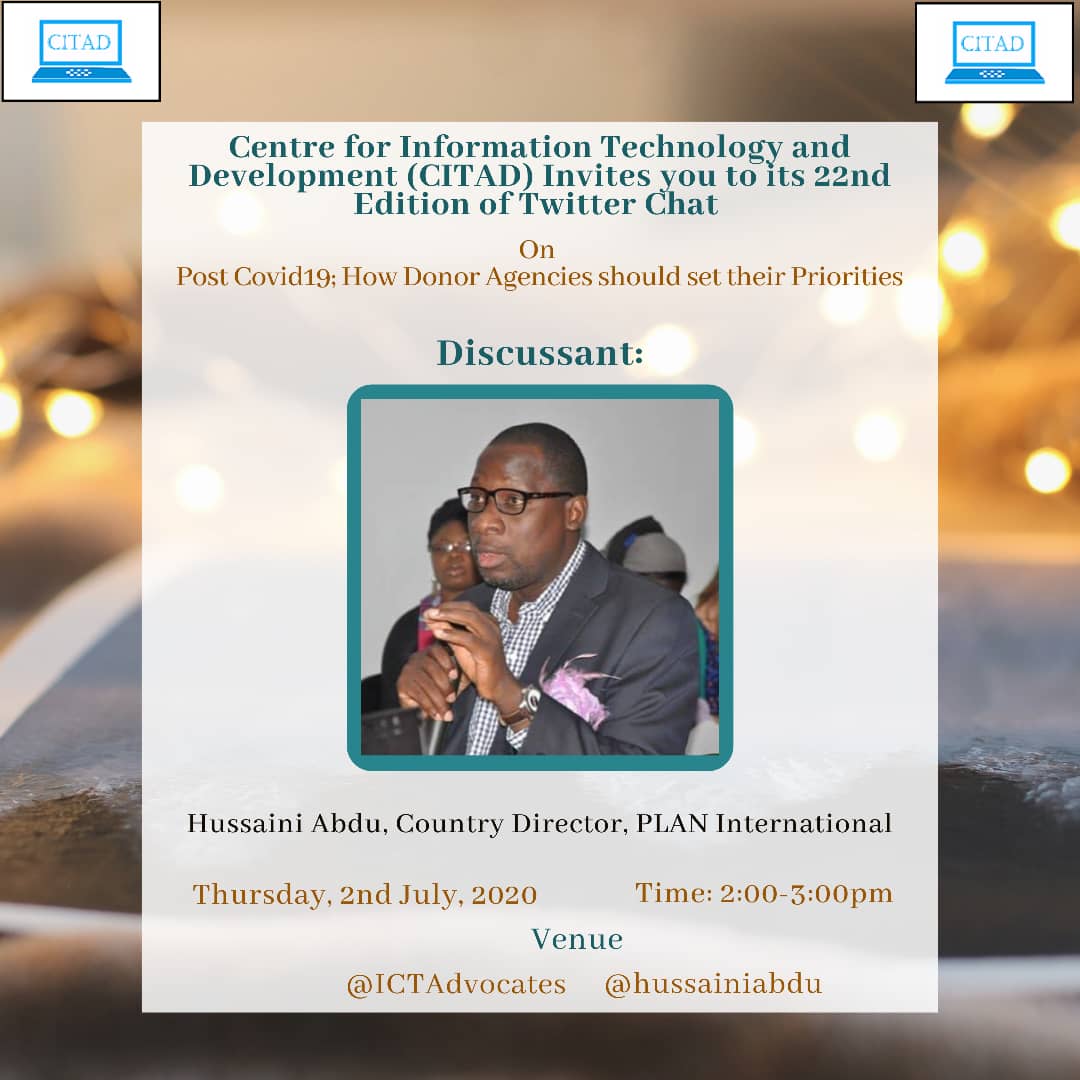 ICTAdvocates's tweet photo. A warm welcome to our great discussant for today's Twitter Chat, Dr Hussaini Abdu, a great and committed good governance advocate. We are glad to have today Dr. @hussainiabdu, we are indeed very grateful to you for finding the time to speak in our chat @YZYau @a_sabo12 @Ado9ja1 https://t.co/pCqU5r7b3v
