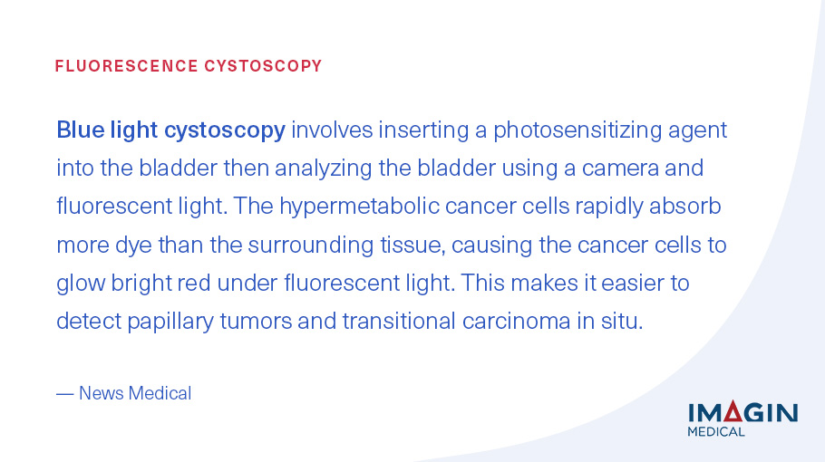 ImaginMedical's tweet photo. #BlueLightCystoscopy involves inserting a photosensitizing agent into the #bladder then analyzing the bladder using a camera and fluorescent light. The cancer cells then glow red under the fluorescent light. 

Learn more about blue light #cystoscopy here: https://t.co/b8a1aZGUCA https://t.co/4GdX7nByaU