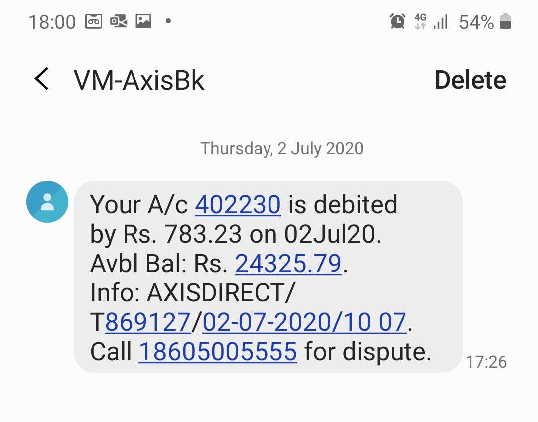 abineshcivil's tweet image. #AxisBank #Axisbanksupport 
In my axis Banking account number 402230 amount 783.23 debit at 10.07am and receiving sms at 5.26 pm.customer care no proper response(auto debit for demat account but iam not using any axis bank demat account).  Please refund the amount &amp;amp; help