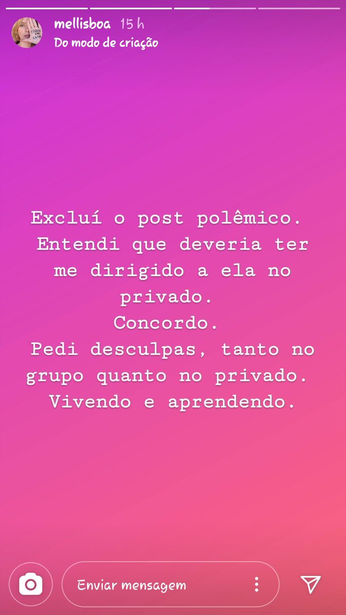 euesterms's tweet image. Aí vem a Mel Lisboa se desculpar🤦🏻‍♀️Feministasinha, que na primeira oportunidade ataca uma mulher pra se sentir superior e voltar a ser "aceita" na internet...VERGONHA ALHEIA