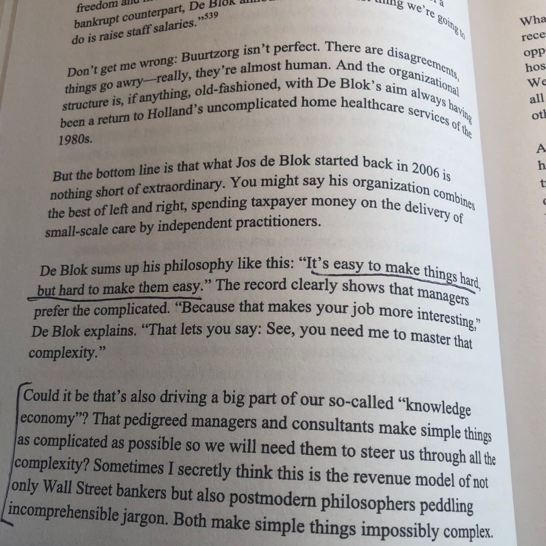 DanielPink's tweet image. &quot;It&apos;s easy to make things hard, but hard to make them easy.&quot; 
- Jos de Blok

(via @rcbregman)