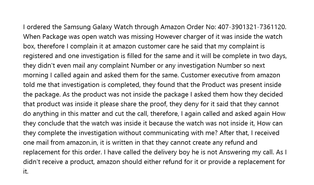 shivamgoyalbdn's tweet photo. I ordered the Samsung Galaxy Watch through Amazon. When Package was open watch was missing However charger of it was inside the watch box. I complain about it, got very poor service from amazon customer service.
very unfortunate ☹️☹️
@amazonIN  
@amazon 
@GoI_MeitY https://t.co/UXQE4X4h2Z
