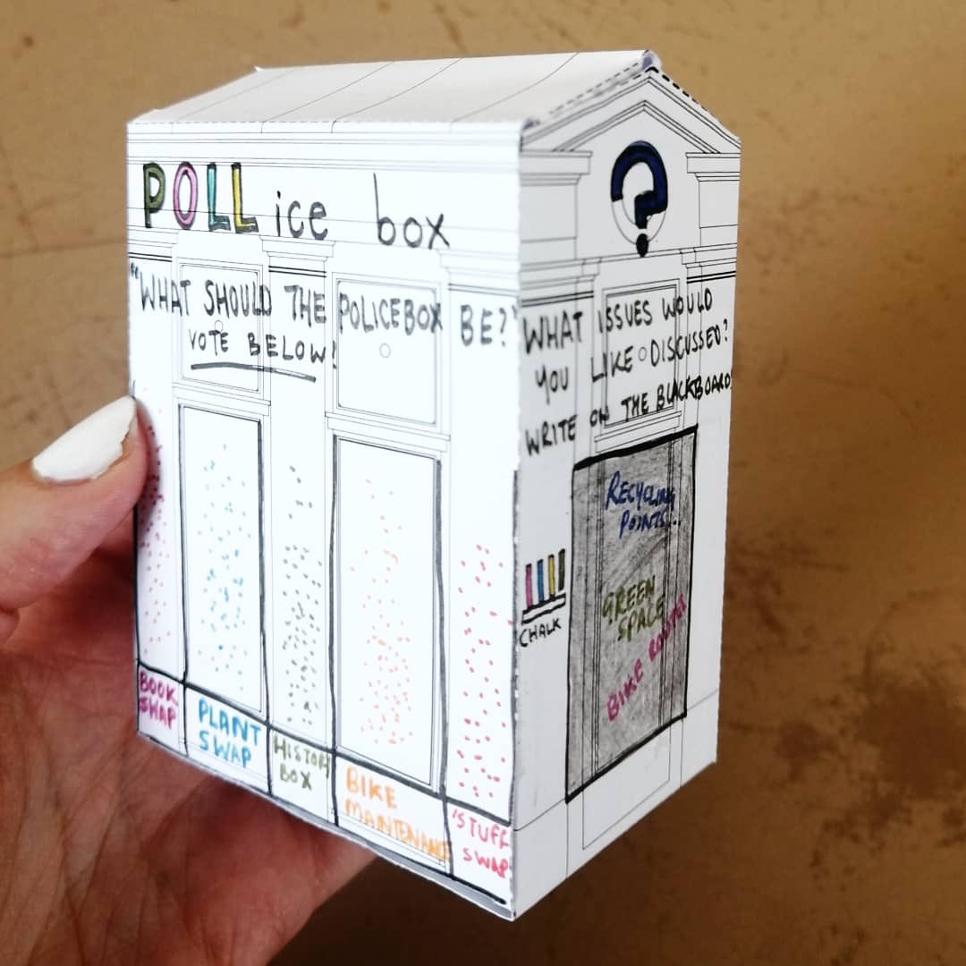 policeboxproj's tweet photo. ‘The POLL-ice Box’ We think it is really important that local voices are heard. One of our initial ideas was to create a local 'polling station'. A place where people in the community could come and vote on certain issues and ask key questions. (1/3) https://t.co/XGftEyPsd6