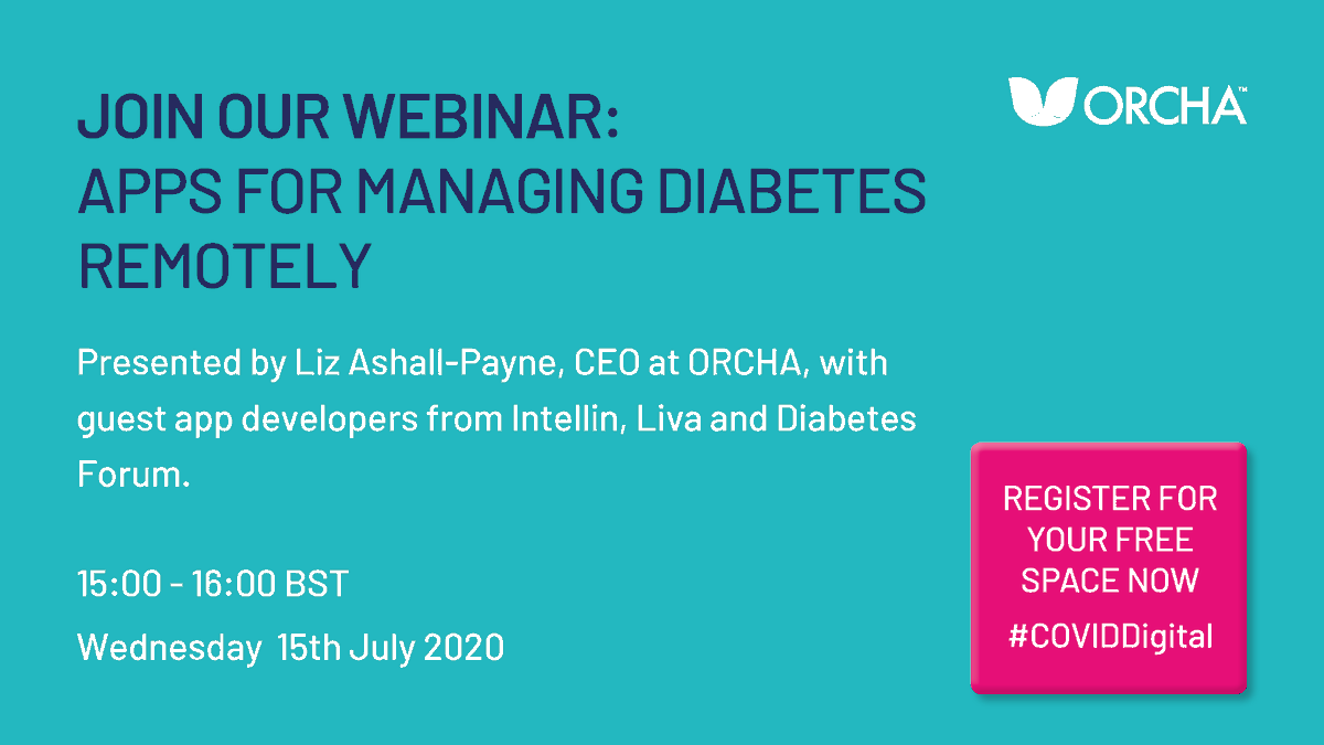 OrchaHealth's tweet photo. We're excited to announce our next webinar: Apps for managing #diabetes remotely 🎙️

Sign up for free to learn about the importance &amp; impact of #DigitalHealth tools for diabetes management, with guest speakers from @intellin_, @LivaHealth and @DDMHealth.

https://t.co/clCFGCgRbh https://t.co/PZu5LUEPsn