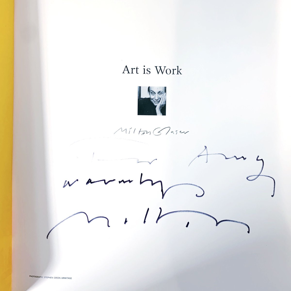 elementsdesign's tweet photo. Check out Amy’s remembrance to legendary graphic designer Milton Glaser on our blog via the link in our bio. Shown here is Amy’s signed copy of Milton’s book Art is Work. #elementsdesign #miltonglaser #graphicdesign #artiswork #informanddelight https://t.co/Hhv0MJXmJ1