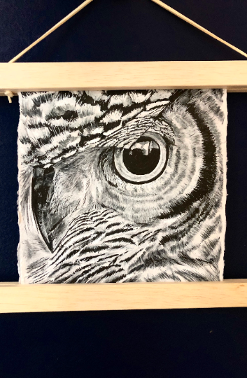 After almost a year off, I've so enjoyed drawing birds for my online shops again. This #owl portrait is just one of the original pieces available: etsy.com/uk/listing/819…