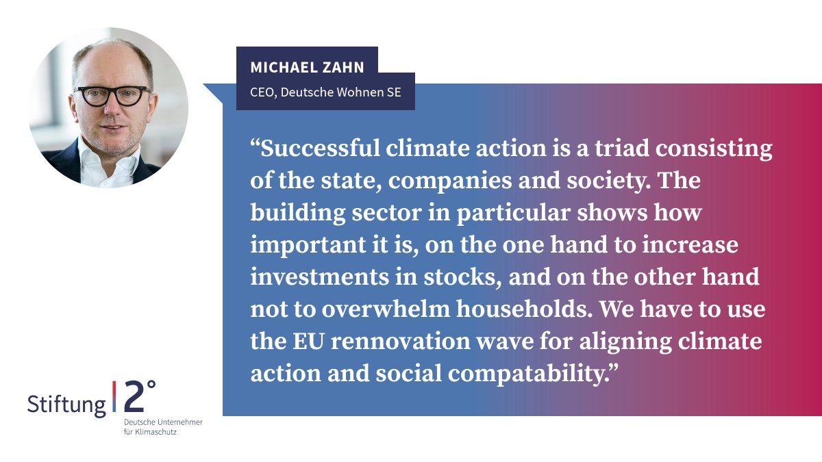 KlimaWirtschaft's tweet photo. What do German CEOs expect from the German #EU Council Presidency starting now? Here is one answer by Michael Zahn of @Deutsche_Wohnen! Find more business voices in our press release: https://t.co/82R5VZm5xo
#climatestimulusprogramme #EU2020DE https://t.co/eVIjG9g7lr