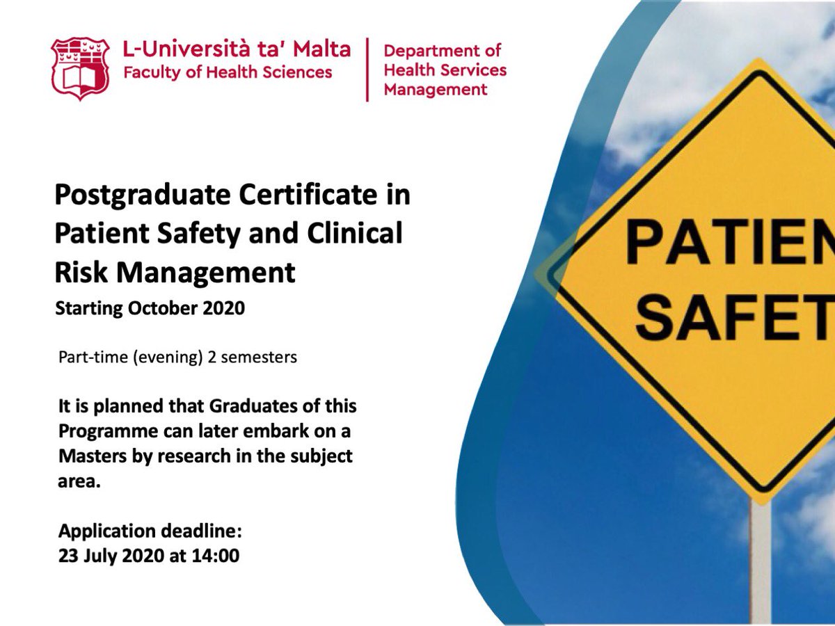 Sandra C. Buttigieg (@buttigis) on Twitter photo <a href="/UMmalta/">University of Malta</a> <a href="/UMmtnursing/">UM | Nursing</a> <a href="/maphmorg/">MAPHM</a> Proud to offer PGCert in #patientsafety and #clinical_risk_management @umhealthscience <a href="/UMmalta/">University of Malta</a> <a href="/UMmtnursing/">UM | Nursing</a> <a href="/maphmorg/">MAPHM</a> Proud to offer PGCert in #patientsafety and #clinical_risk_management @umhealthscience