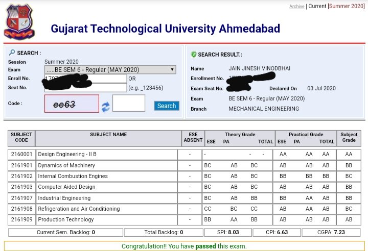 jinesh_jain123's tweet photo. Finally result out by @GTUoffice
#6thsem
Thanks #GTU
#masspromotion
#mechanicalengineering
🚩🚩🚩🚩👑👑👑 https://t.co/HVnlPGlJ8p