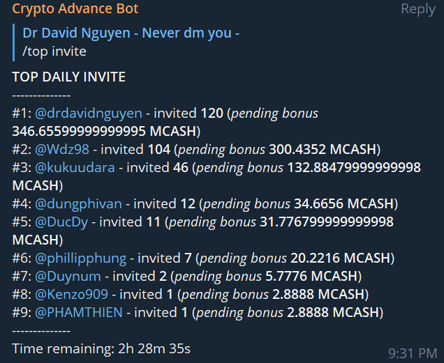 dr_davidnguyen's tweet photo. Add friends to @mcashchain telegram group and earn $MCASH, everyday. Your friends got rewards as much as yours. So give $MCASH gift to your friends NOW! https://t.co/cNCRYfSqRL