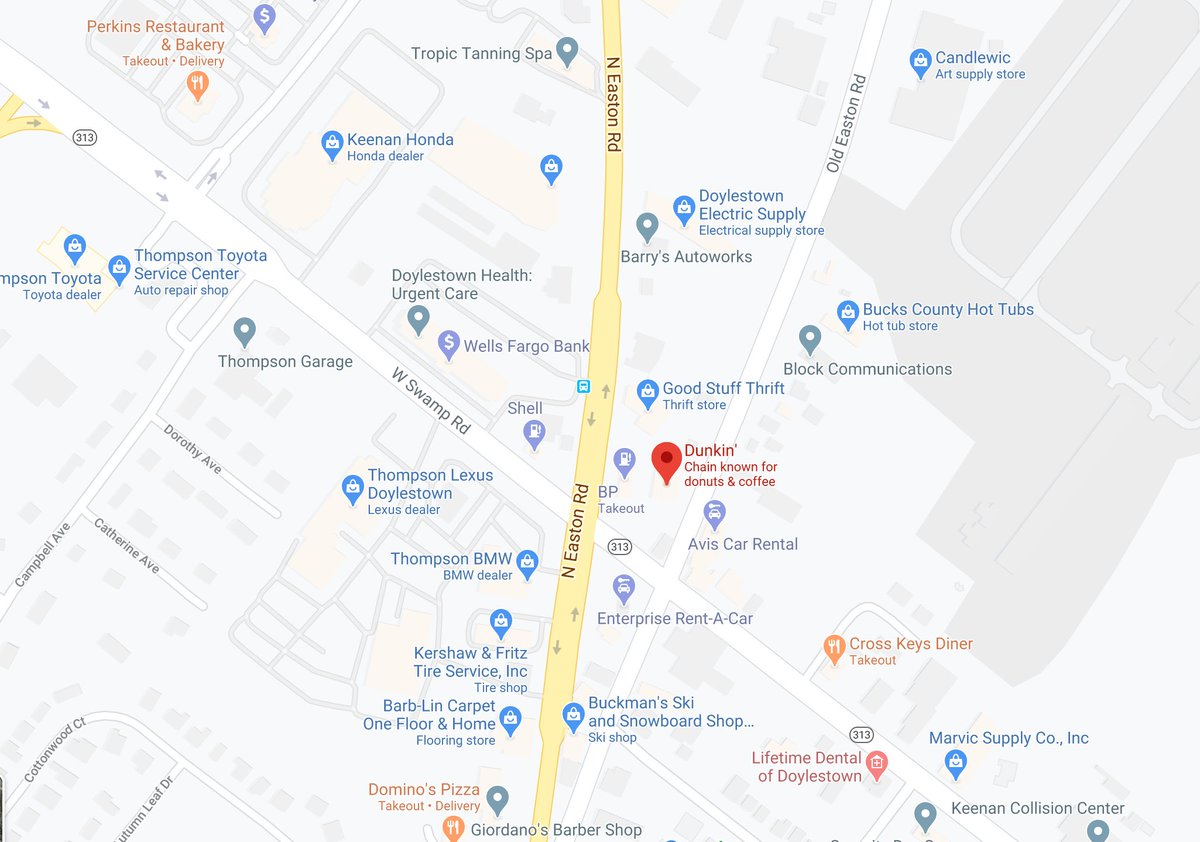  #JeffreyEpstein  #ghislainemaxwell  #epstein And this was the possible spot were she ate a donut that day in Doylestown  https://www.google.com/maps/place/Dunkin'/@40.3296197,-75.1306645,17z/data=!4m13!1m7!3m6!1s0x0:0x0!2zNDDCsDE5JzQ4LjAiTiA3NcKwMDcnMTIuMCJX!3b1!8m2!3d40.33!4d-75.12!3m4!1s0x89c402def12242ff:0x890f1315a9b6c88e!8m2!3d40.328473!4d-75.1287721 On 5-Mar-20 at 18:23:15pm she was probably in San Antonio, Texas, United States (86% likelihood) (3/3)