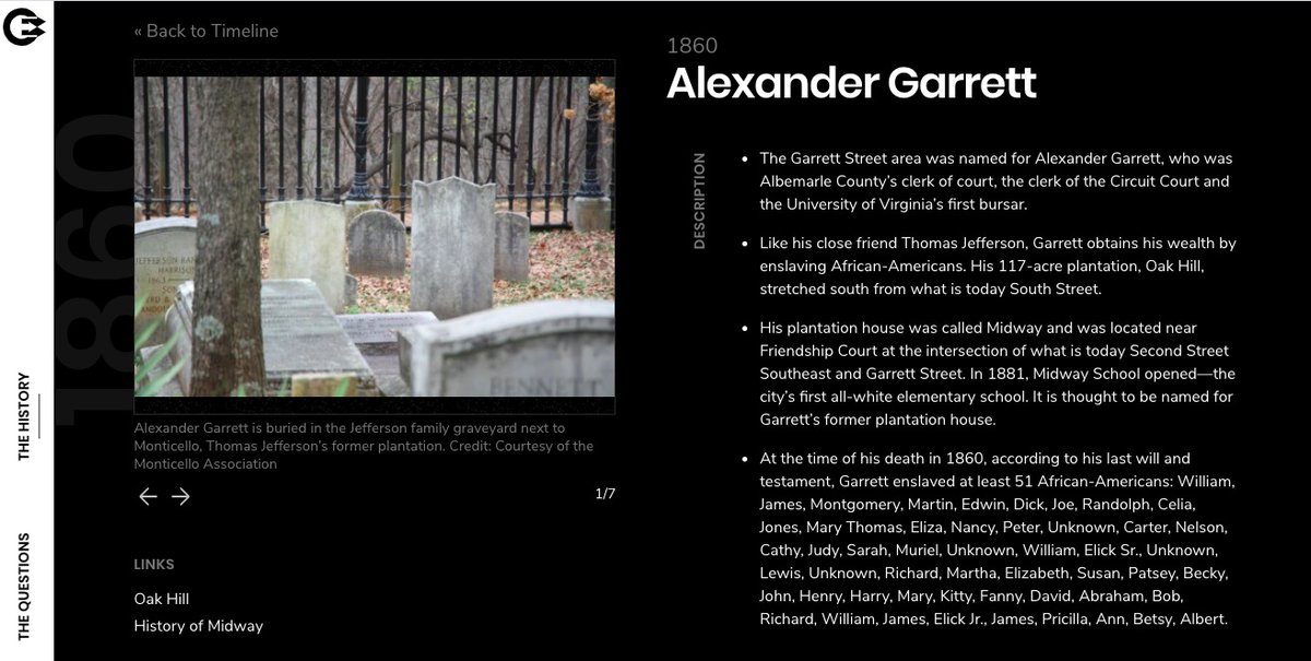7/ In 1805, an insurance policy listed Alexander Garrett as living in a 608-square foot single story building on the property. Garrett owned a large 117-acre plantation south of this area, where Friendship Court is today, and enslaved at least 51 people.