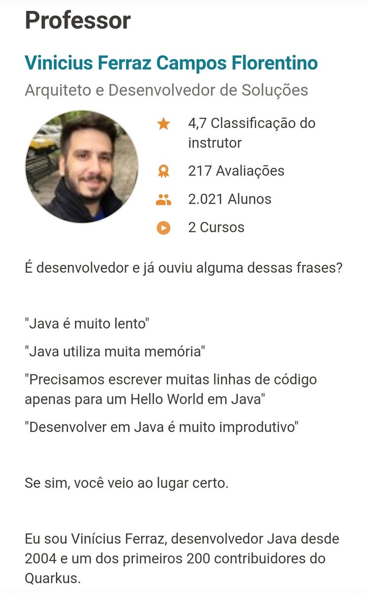 viniciusfcf's tweet photo. Atingindo a marca de 2000 alunos com uma nota 4.7. Muito além das expectativas de 4.5.

Obrigado pelos compartilhamentos.

Esse mês deve sair o terceiro curso falando de @MicroProfileIO. Mostrando o mesmo código rodando no @QuarkusIO e @OpenLibertyIO e comentando as diferenças https://t.co/c4Vq6SLjdG