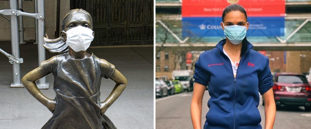 When #NYP/<a href="/ColumbiaMed/">Columbia Medicine</a> 's VP &amp; CNO Courtney Vose saw a photo of #FearlessGirl wearing a mask, it reminded her of how our #NYPHeroes turned their fear into grit in the face of #COVID19. Read more with #HealthMatters:  nyphosp.co/3d5MZzk