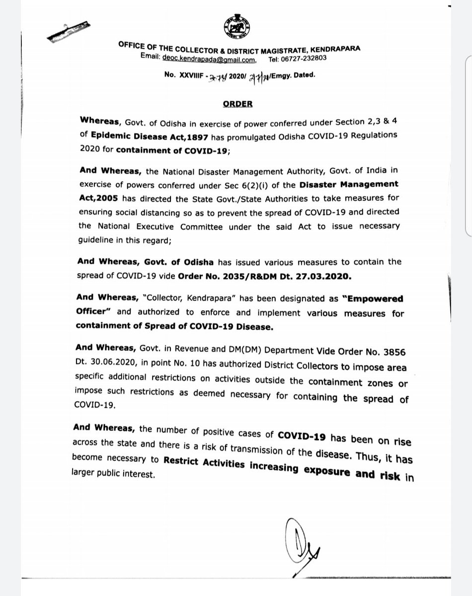 dmkendrapara's tweet photo. District administration Kendrapara has extended weekly shutdown on saturdays and sundays till 31st July, 2020.  Everyone is requested to cooperate in this fight against Corona. https://t.co/voZat6lTQr