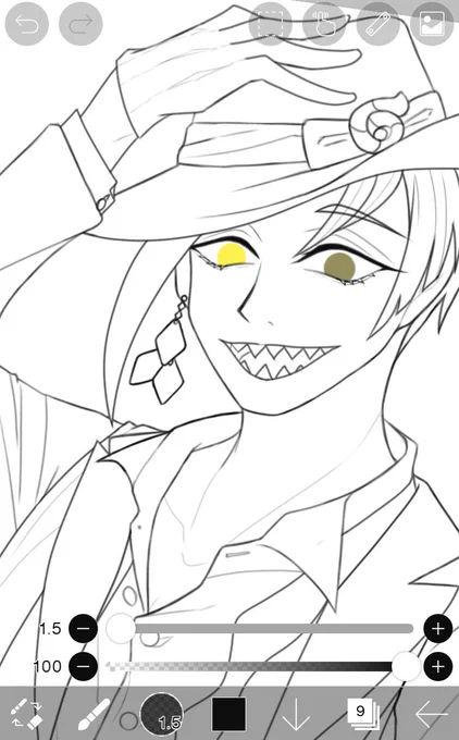 フロイドくんのお顔可愛く描けた 
