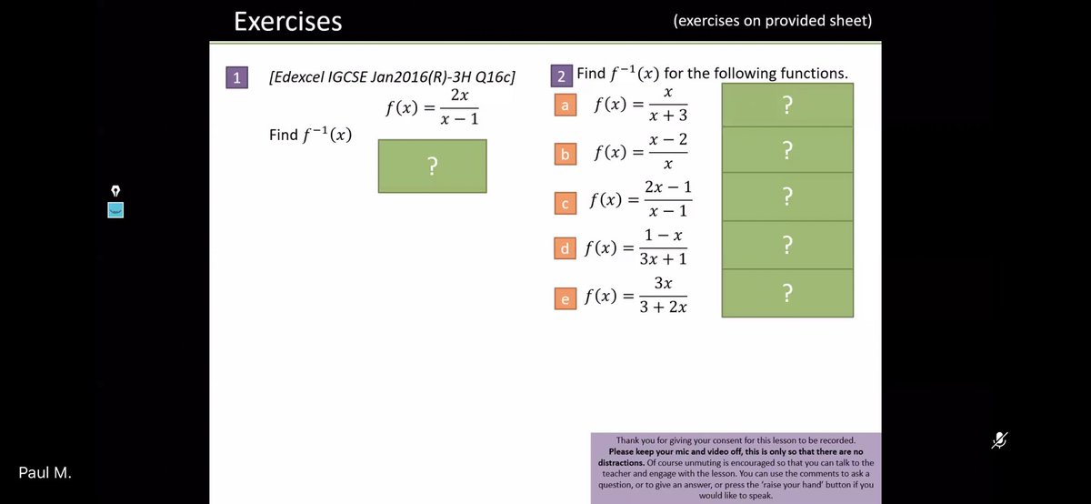 MA_Maths1's tweet photo. Our team enjoyed watching Mr Moseley teach inverse functions to year 10s this afternoon. Well done to the students who attended the live lesson on teams. @MerchantsAc @ma_teaching @VenturersTrust https://t.co/FuT4dPM3i8