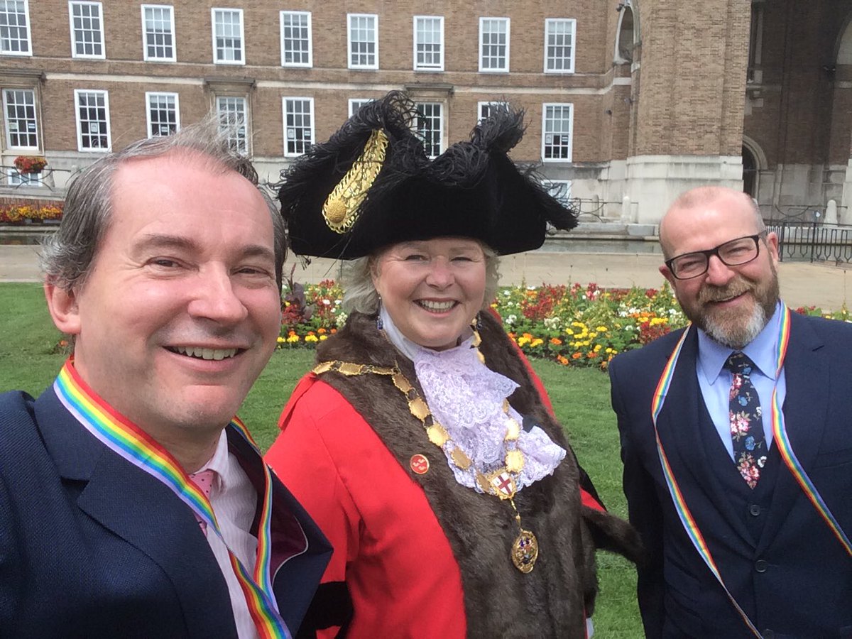 StephenWi11iams's tweet photo. Lovely to be with @brislordmayor @josclark6 and my fellow LM Consort @AndrewJVarney to do some filming for this years virtual @BristolPride It's the first time for over three months that we've been able to be (at a metre's distance!) together. https://t.co/XaxUg9BYKW