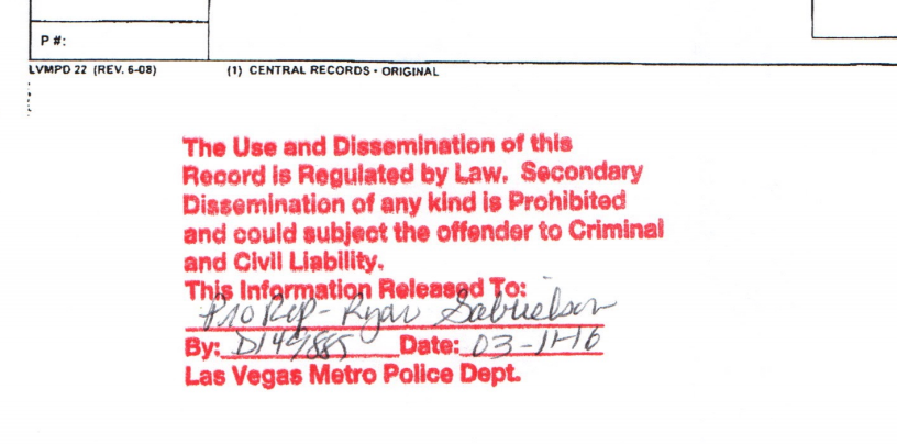 8/ But police often try to keep inaccurate field tests a secret. Las Vegas Metro PD refused to release public records about false positives for 6 months. After relenting, the dept stamped every page with this (empty) threat: