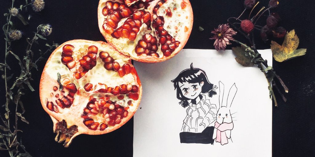 MariaTanish's tweet photo. Morning pomegranate fact! ☀️ 
#goodmorning 
#Artistmorning https://t.co/IRBFkd6EPH