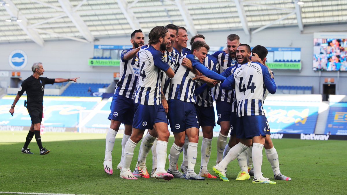 In their 6 games back combined since the season resumed, they’ve lost 5 and drawn one.The bottom 5 results combined:• 1 win• 3 draws • 12 losses• 6/48 pointsBrighton have taken 4 points from a possible 9 - the best of any side in the bottom 6. #BHAFC