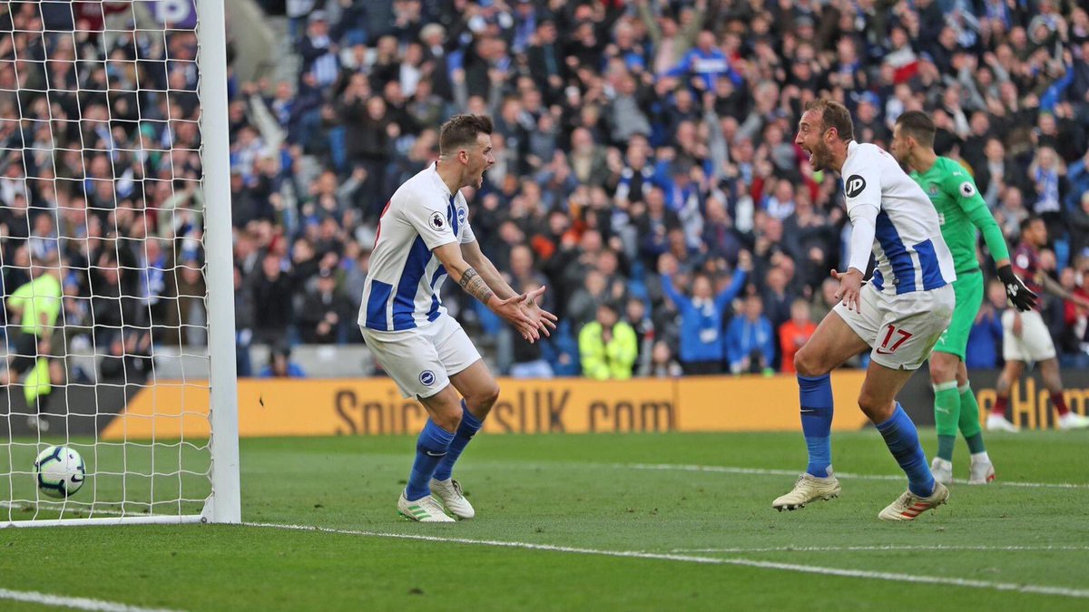34.7 is the average points needed to survive over the past 10 years, and has been 33 and 34 in the last 2 seasons where Brighton have been in the league. #BHAFC