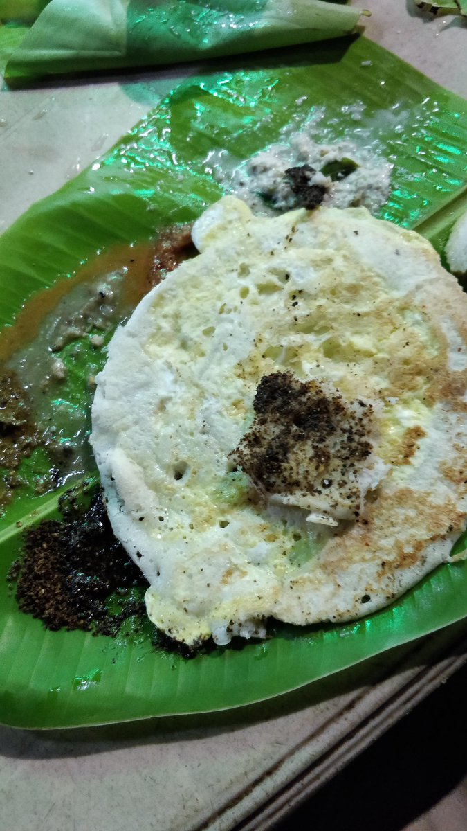 You wait for your turn and find yourself a perch. One anna will lay out a banana leaf. By the time you wash your leaf, sambar chutney and two idlies will land on your leaf.ONLY then will they ask for your order. You have many varieties of dosa, chapati and egg dishes to order.