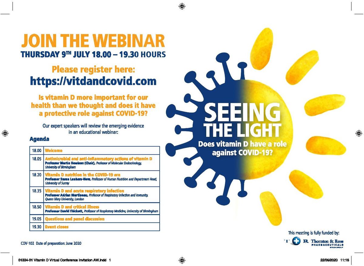 Martin Hewison (@martinhewison) on Twitter photo Just one more week to the vitamin D event of the year. Join us online on Thursday 9th July at 18.00 GMT to hear more about vitamin D and Covid-19 @IMSR_UoB <a href="/Vit_D_Workshop/">Vitamin D Workshop</a> <a href="/VitaminDCouncil/">Vitamin D Council</a> #vitaminD Just one more week to the vitamin D event of the year. Join us online on Thursday 9th July at 18.00 GMT to hear more about vitamin D and Covid-19 @IMSR_UoB <a href="/Vit_D_Workshop/">Vitamin D Workshop</a> <a href="/VitaminDCouncil/">Vitamin D Council</a> #vitaminD