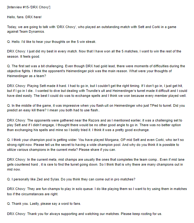 Drx Interview 15 Drx Chovy Chovy Drx