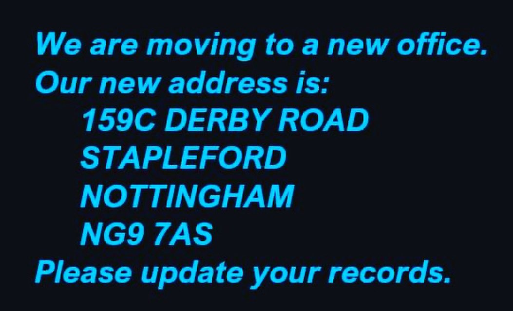 Please make a note of our new address.