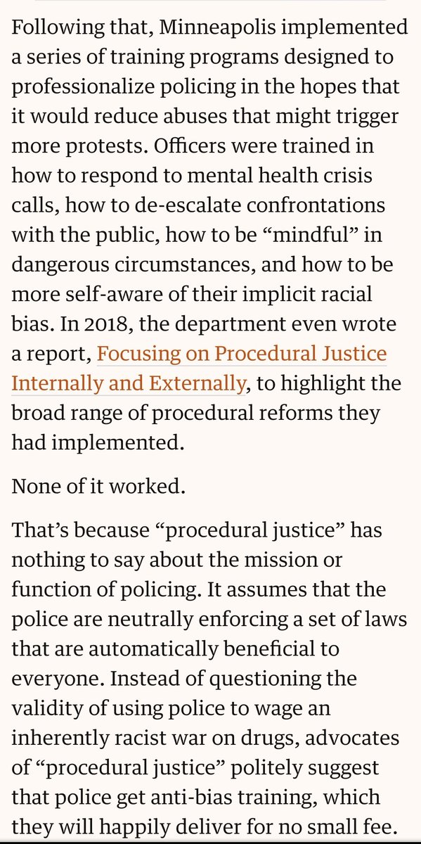 This article about Minneapolis is great. Here's some highlights below, but read the whole thing. https://www.theguardian.com/commentisfree/2020/may/31/the-answer-to-police-violence-is-not-reform-its-defunding-heres-why #defundnorfolkpolice  #defundthepolice  #releasethereports