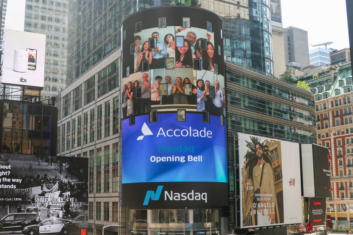 NasdaqExchange's tweet photo. It’s official: @Accolade is now $ACCD. Congrats to everyone involved! #NasdaqListed #AccoladeIPO https://t.co/ch1uXjLZE3
