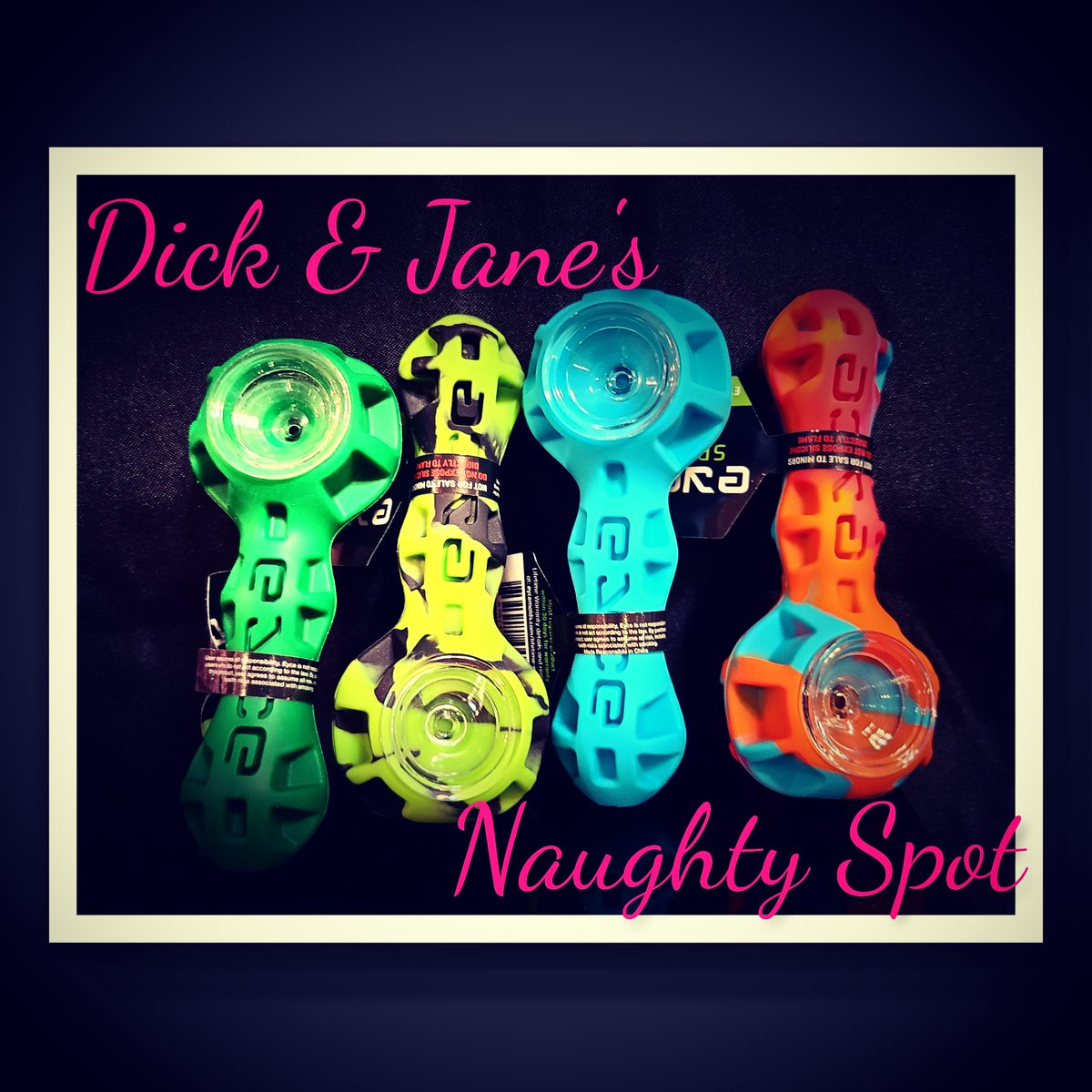 naughtyspot's tweet photo. Always breaking your glass? Eyce is a silicone pipe with a temper glass bowl! With added storage and poker in the pipe! Get yours today! #dickandjanesnaughtyspot #dickandjanessuperspot #rapidcity #sturgis #sturgisrally #eyce #spoon https://t.co/v4wJI9qSwF