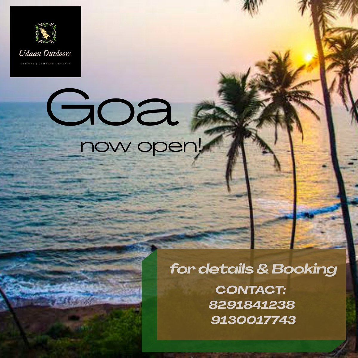 UdaanOutdoors's tweet photo. Goa Open Now!
For details and booking,
Contact : 8291841238 / 9130017743
Email ID : info@udaanoutdoors.in
#goatourism #newnormal #welcometogoa #udaanoutdoors https://t.co/FTqim0OXet