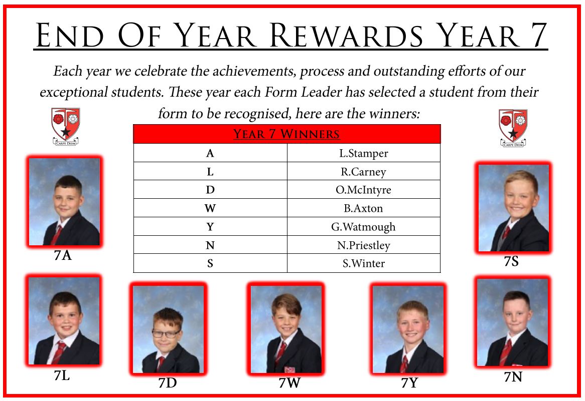 AudenshawSchool's tweet photo. This week we #celebrate the achievements of our exceptional #students !! Today is the turn of #Year7, see the winners from each form selected by their Form Leaders !! #Congratulations to you all you really are becoming #ExceptionalYoungMen !! 🏅🏆 https://t.co/RFEugLvlav