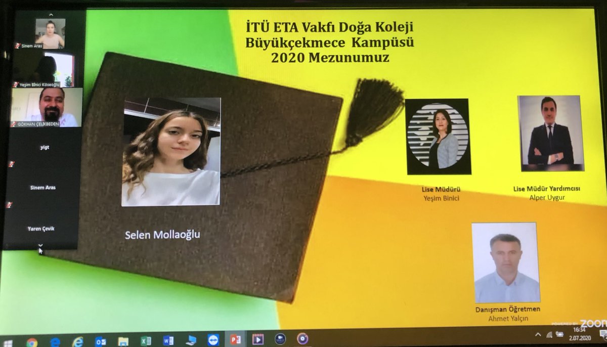 uygur_alper's tweet photo. Büyükçekmece Doğa Anadolu Lisesi 12.Sınıflarımızla online mezuniyet törenimizde bir araya geldik. Hep mutlu olacağınız nice başarılara, #yolunuzaçikolsun #mezunolduk #dogakoleji @serozeren @polatcenker @AliRizaLule @nazli10er @SibelIzgiman @binici_yesim https://t.co/F3uOYYa5Ou