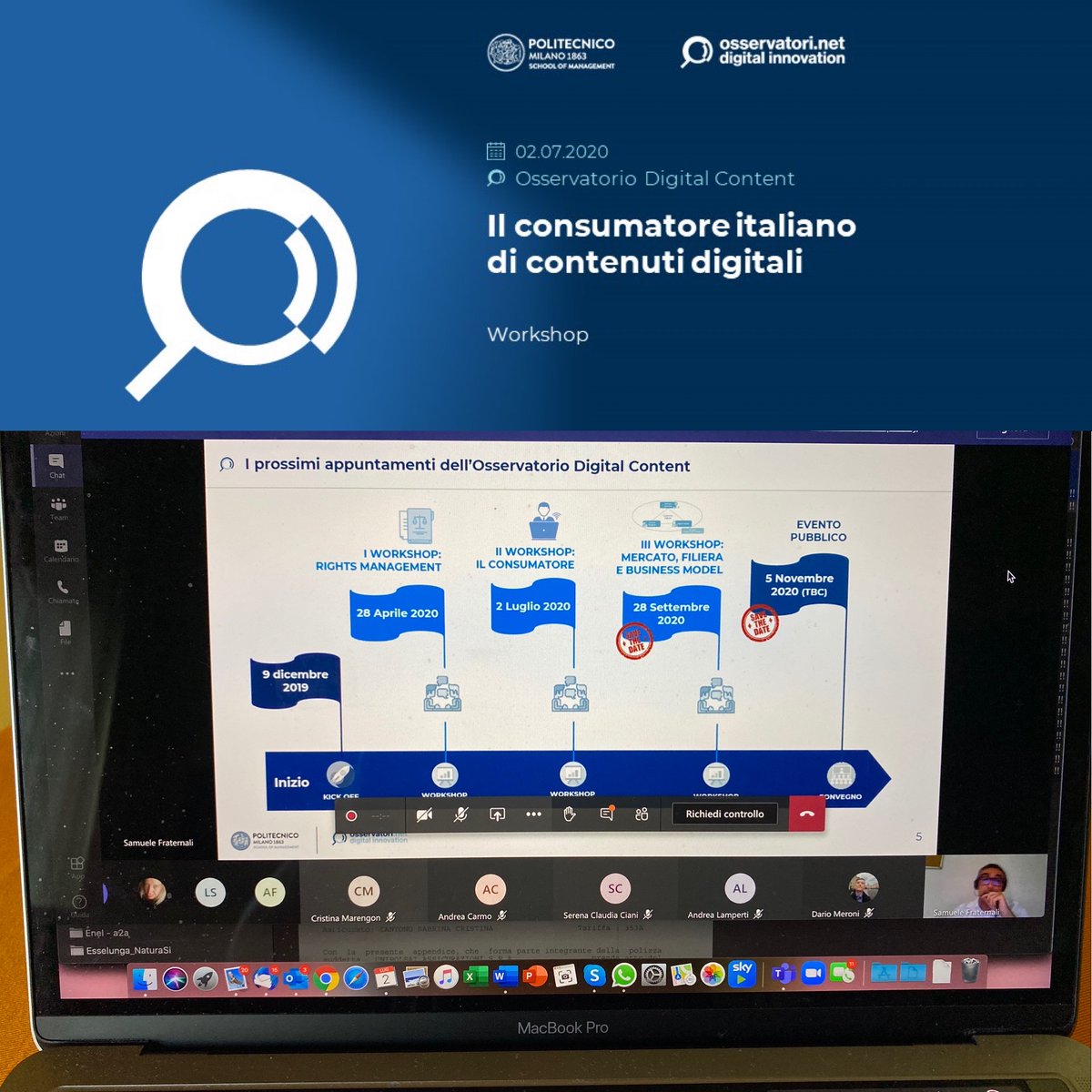 GMDE_srl's tweet photo. Eccoci live, come Partner degli @Osserv_Digital, durante il webinar "Il consumatore italiano di contenuti digitali" dell'Osservatorio Digital Content del @Polimi Terza tappa del percorso!
#GMDEevent #DigitalContent #digitalcommunication #publishing #ContenutiDigitali #Innovation https://t.co/y0djbm0h78