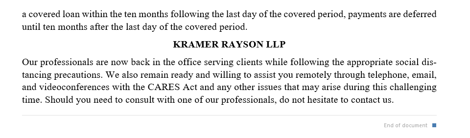 KramerRayson's tweet photo. Needing information about updates to the CARES Act's PPP loans, including an extension of the application period? We provide a summary here. Please do not hesitate to contact us if you have any questions. #kramerrayson #COVID #CARESAct https://t.co/jSOuWMNwCV