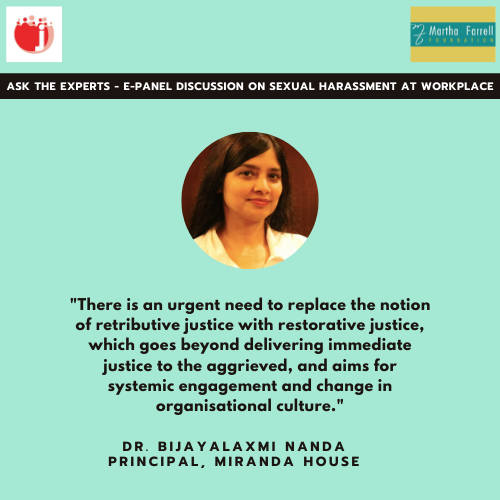 FoundationMf's tweet photo. On Wednesday, MFF co-organised a panel discussion on #SHW with @Jhatkaadotorg and experts. The conversation yielded insightful #policy recommendations for empowering Internal & #LocalCommittees & Higher Education Institutions (#HEIs) to make #workplace & campuses safe for #women. https://t.co/2bgyicZjxK