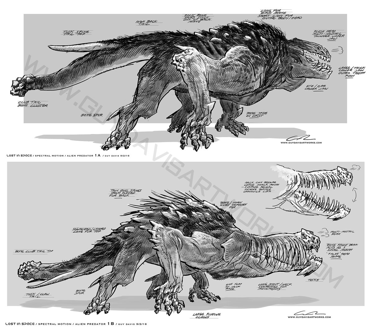 'Danger, Will Robinson!' some 2016 alien wildlife concepts for Spectral Motion on the LOST IN SPACE reboot #ThrowbackThursday #creatureconcept